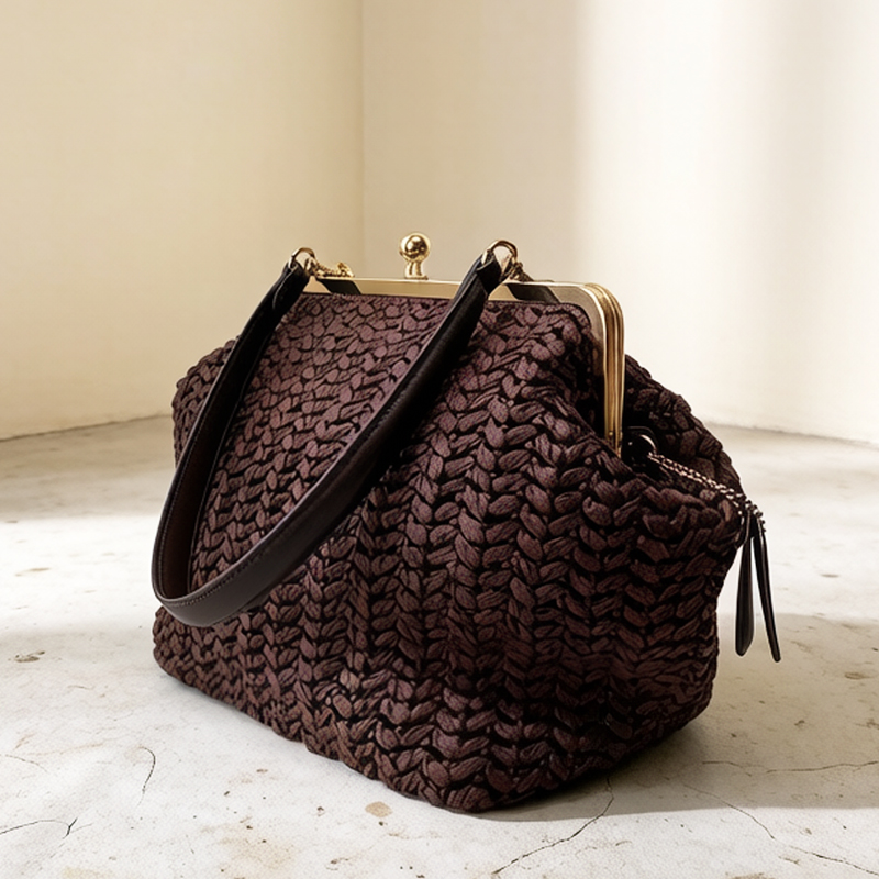 Crochet Bag Raffia - حقائب شاطئ من القش بإطار قفل