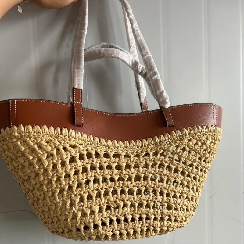 Crochet Bag Raffia - العلامة التجارية جوفاء المنسوجة حقيبة شاطئية