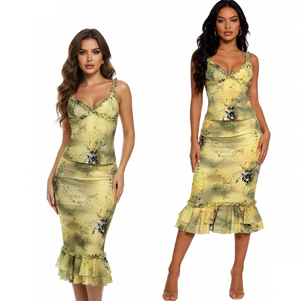 فستان نسائي من قطعتين بطبعة زه - مراجعة Midi Skirt Floral وسعره