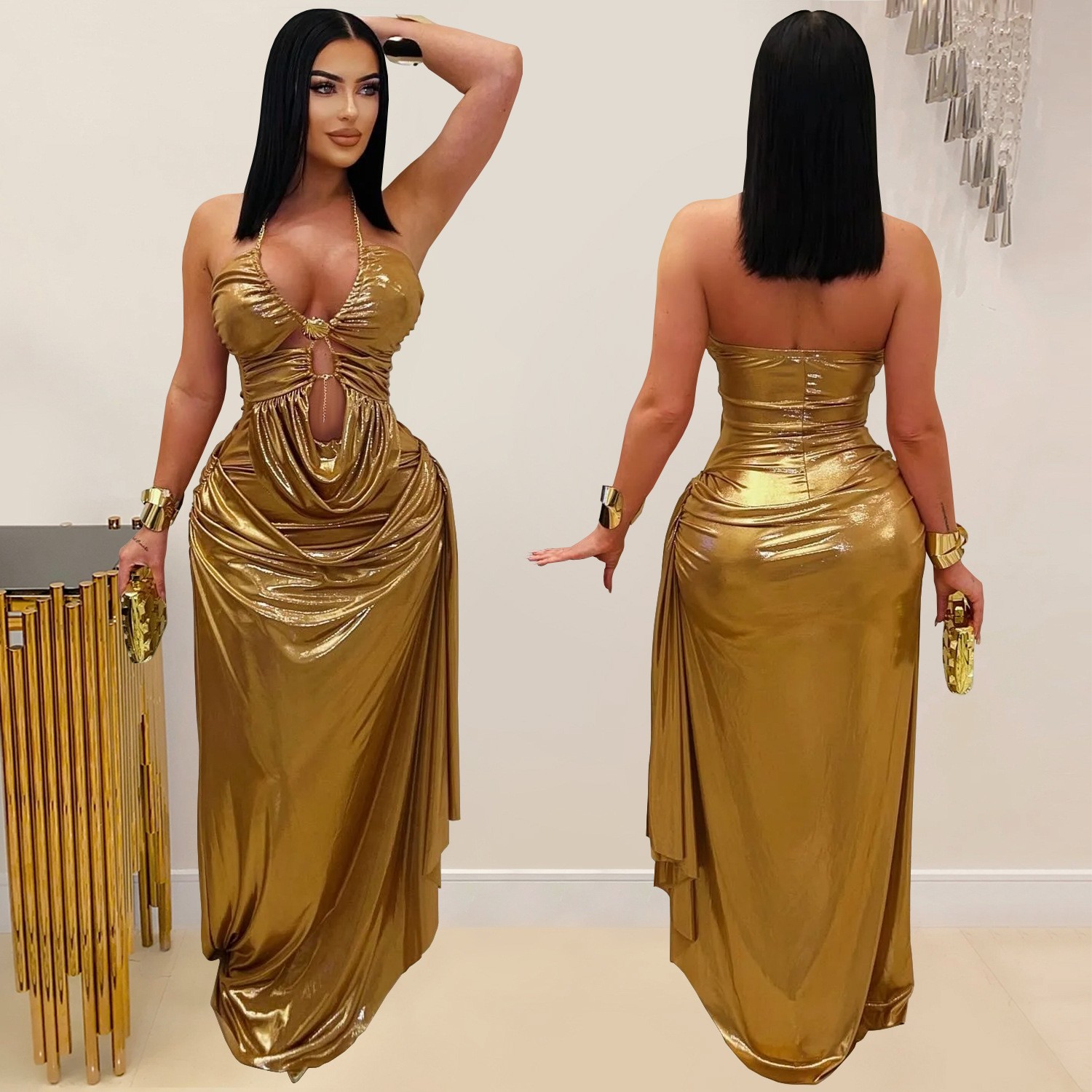 فستان سهرة طويل ماكسي للحفلات  - مراجعة Maxi Dress Halter وسعره