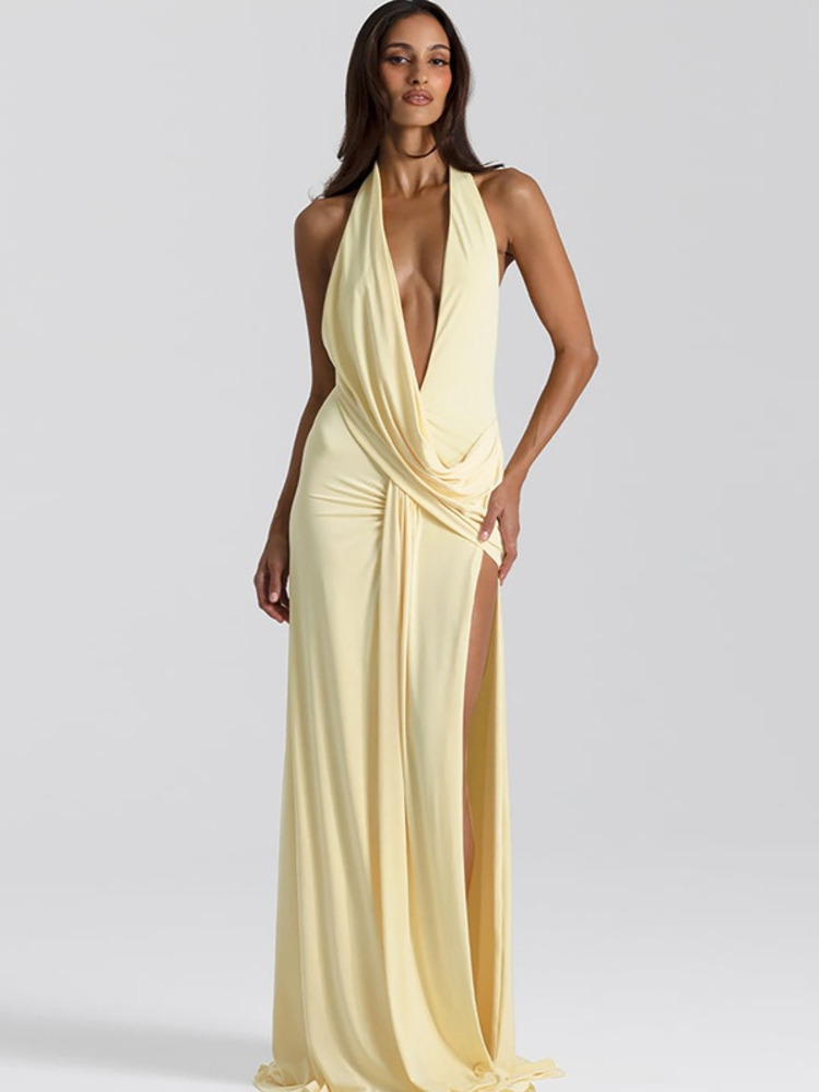 Mozision الرسن العميق الخامس ا - مراجعة Maxi Dress Halter وسعره