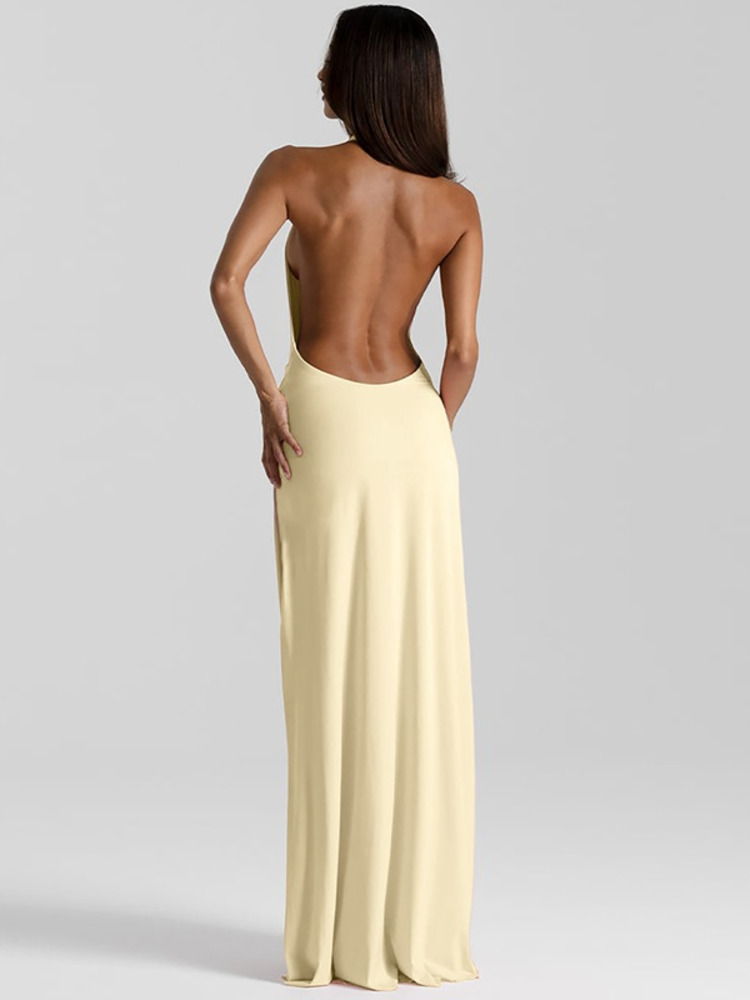 Mozision الرسن العميق الخامس ا - مراجعة Maxi Dress Halter وسعره